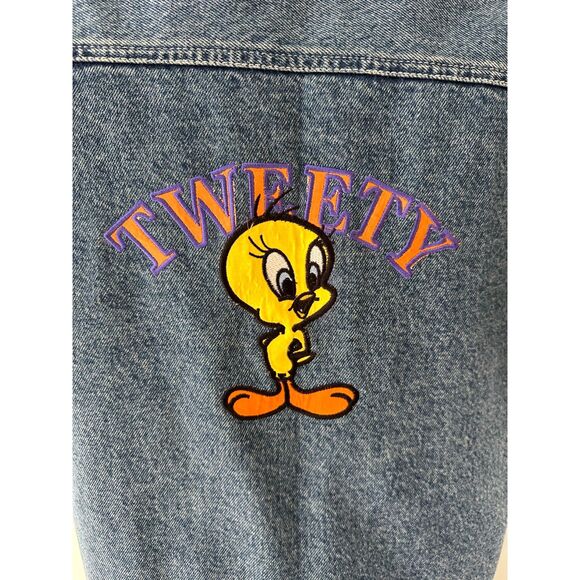 Vintage Y2k Looney Tunes Tweety Bird Jean Jacket Blue Denim size Large - Picture 13 of 13